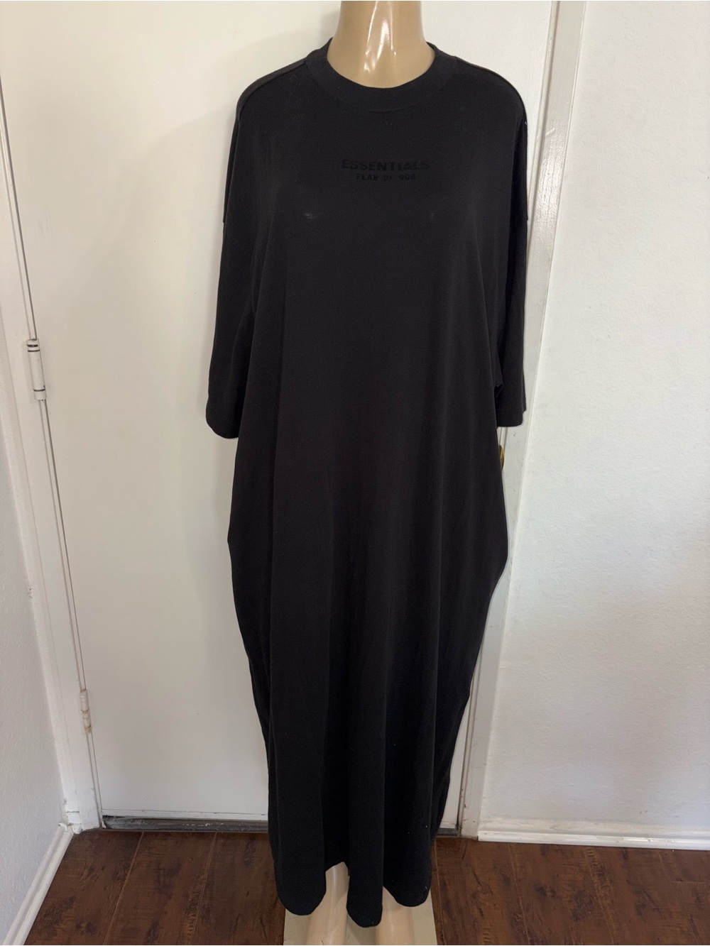 Essentials Black Oversized Maxi Tee Dress